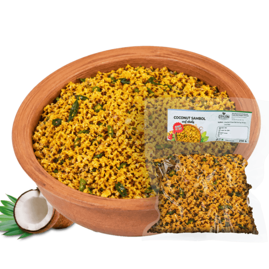Coconut Sambol — Sri Lankan sambols & condiments, vacuum-sealed by Ceylon Rich Products in Matara
