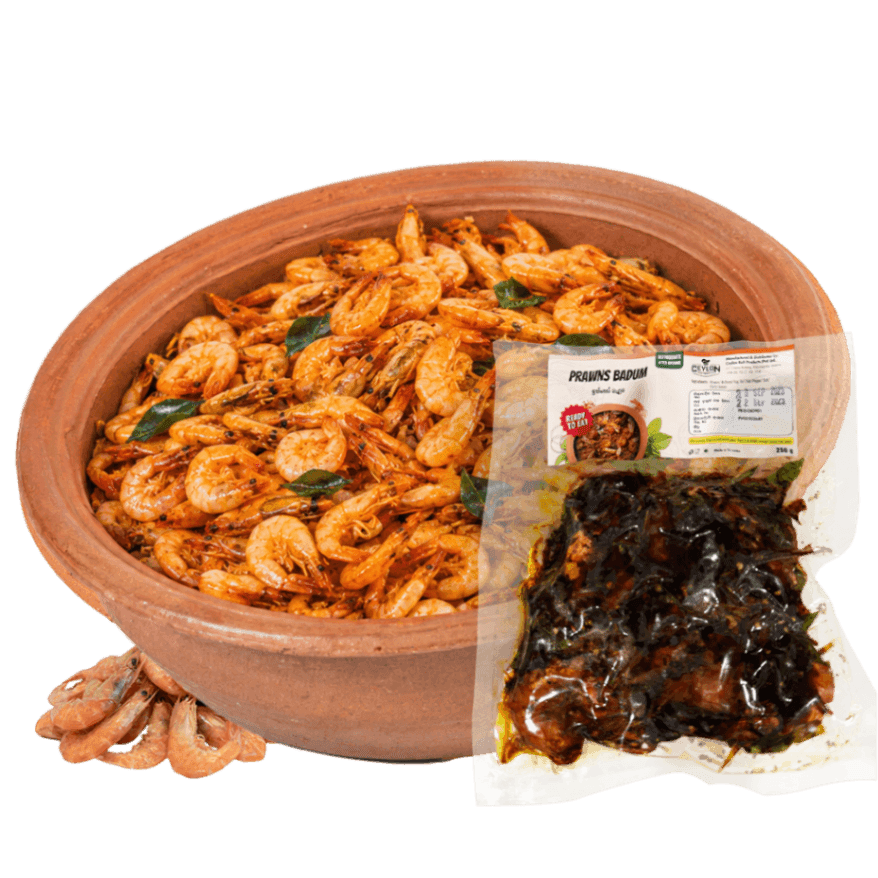 Prawns Badum — Sri Lankan fried mixtures / badum, vacuum-sealed by Ceylon Rich Products in Matara